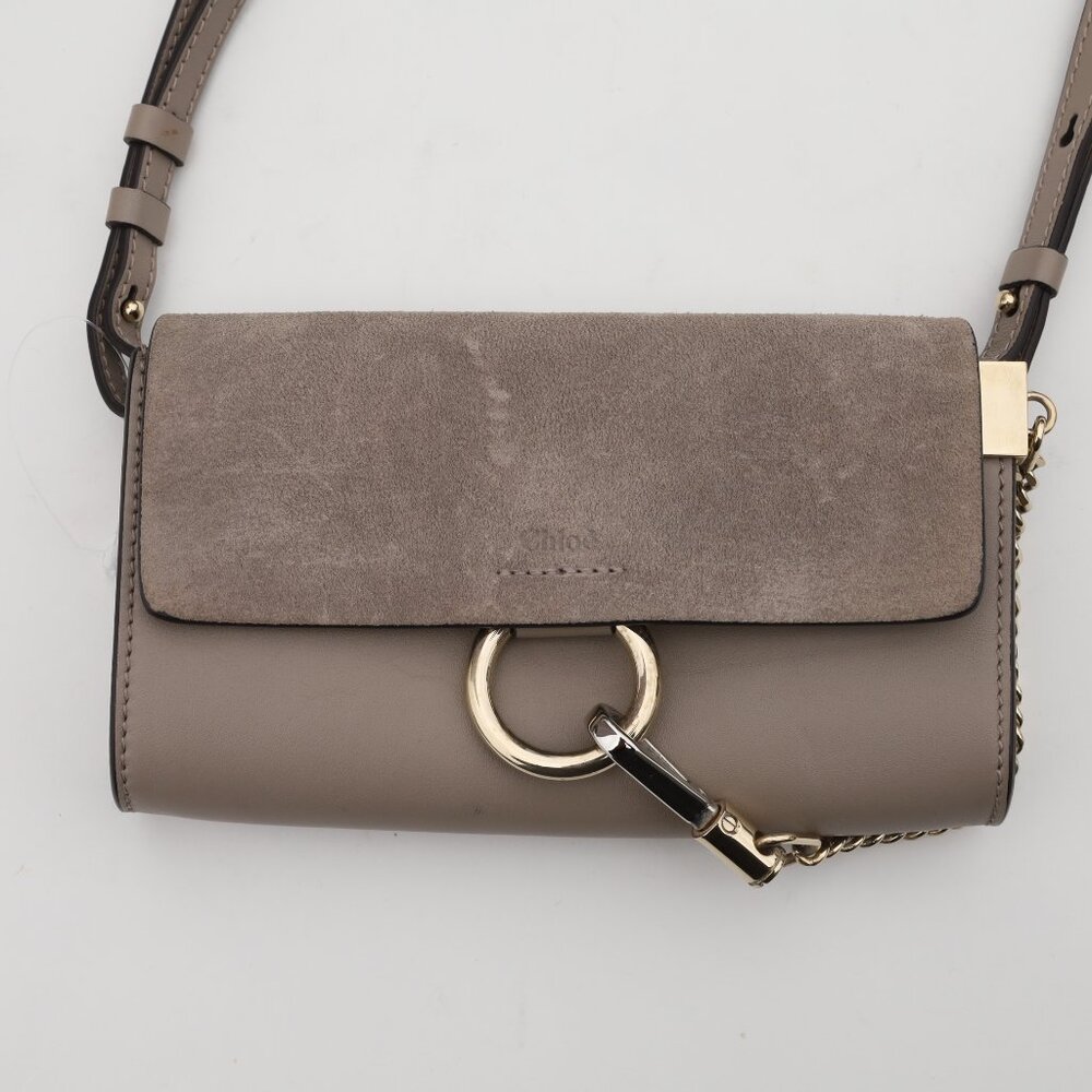 Auth Chloe Faye Small Leather Suede Bag